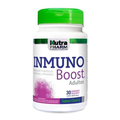 Probiótico Nutra Pharm Inmuno Boost Adulto 30 Comprimidos Masticables Sabor Cherry