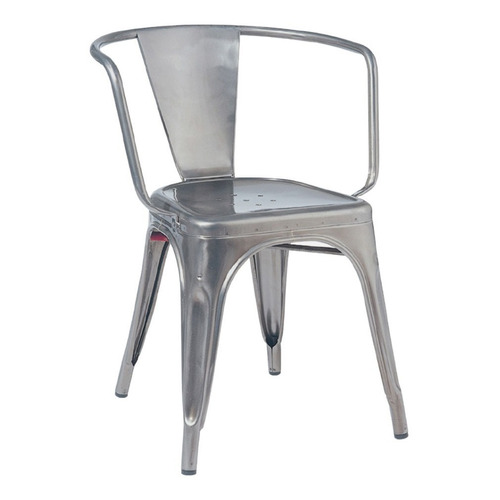 Silla De Comedor Metal Industrial De Diseño - Tolix Apoyabrazos X 2 Color de la estructura de la silla Gris