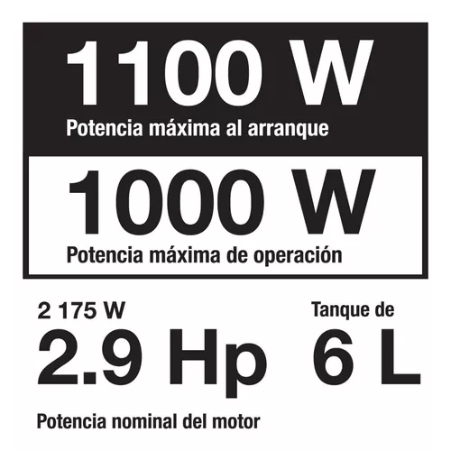 Generador Electrico Portatil con Motor a Gasolina hasta 1100W Pretul  GEN-10P de 6 Litros de