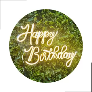 Painel Acrílico Neon Happy Birthday Feliz Aniversário Festas