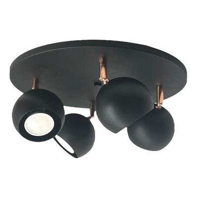 Aplique 3 Luces Mini Mun Negro Con Cobre Apto Gu10 Deco Lmp