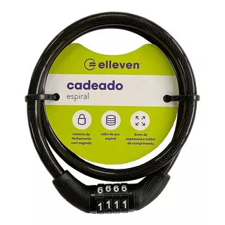 Cadeado Com Segredo Bike Elleven Espiral Fumê 8mm 65cm