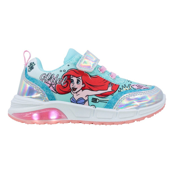 Tenis Para Niña Sirenita Ariel Con Velcro Y Luces Deportivos