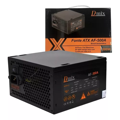 Fuente de poder para PC Dex Fonte alimentação pc desktop atx 500w bivolt  dmix af-500a negra 110V/220V