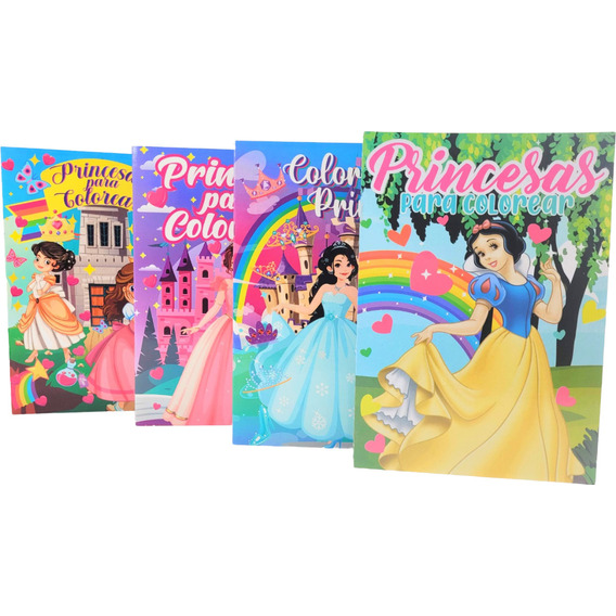 Libro Para Colorear Princesas Pack 4 Unidades Hermoso Regalo