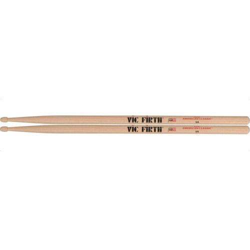 Baqueta Vic Firth 5a American Classic de madera de nogal americano a batería, color marrón claro