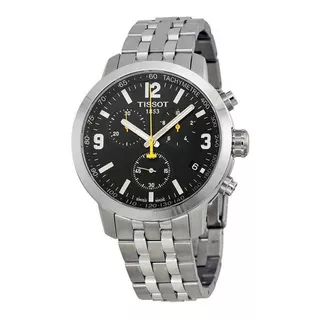 Relógio Tissot Prc 200 T055.417.11.057.00 Preto Aço Original Cor Da Correia Prateado Cor Do Bisel Prateado