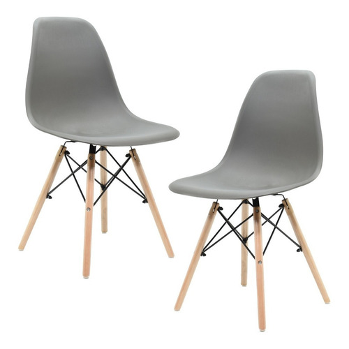 Set De 2 Sillas Eames Modernas Minimalistas Comedor Colores Color de la estructura de la silla Gris