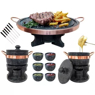 3 Kit Fondue 1 De 37 Cm+ 2 De 800ml+ 6 Tigelas+ 6 Garfinhos