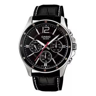 Reloj Casio Mtp-1374l Hombre Multifuncion Acero Cuero 50m Wr