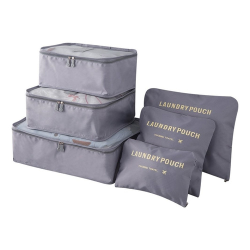 Set De 6 Bolsa Organizadora De Equipaje De Viaje Gris