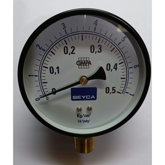 Manómetro Gasista 100 Mm 0,5 Kg/cm² Rosca Inf De 1/2 Beyca