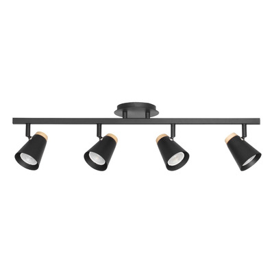 Aplique 4 Luces Eleanor Negro Con Madera Barral Apto Led Mks