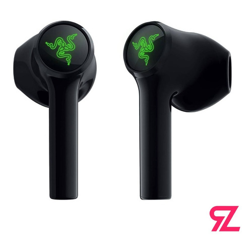 Audífonos in-ear gamer inalámbricos Razer Hammerhead True Wireless X negro con luz  verde LED