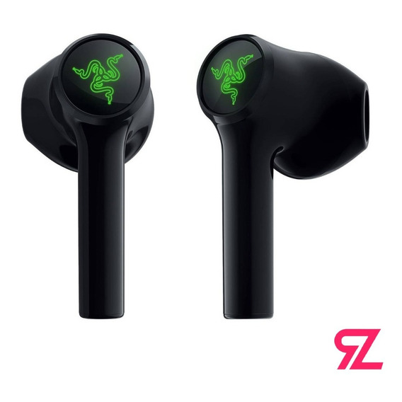 Audífonos in-ear gamer inalámbricos Razer Hammerhead True Wireless X negro con luz  verde LED