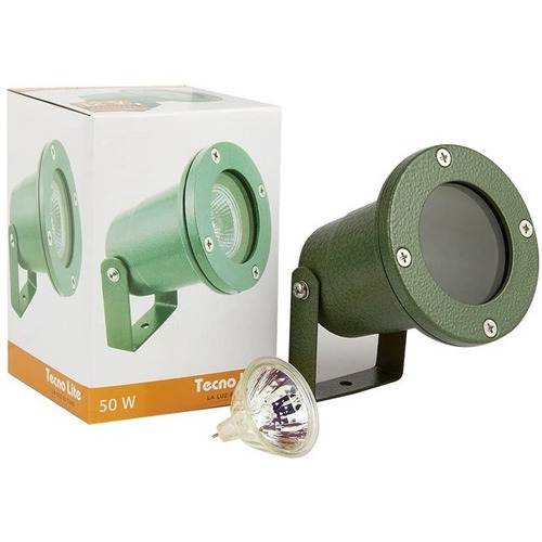 Reflector De Piso 50w 3000k Gx5.3  Verde. Tecnolite H-500/v