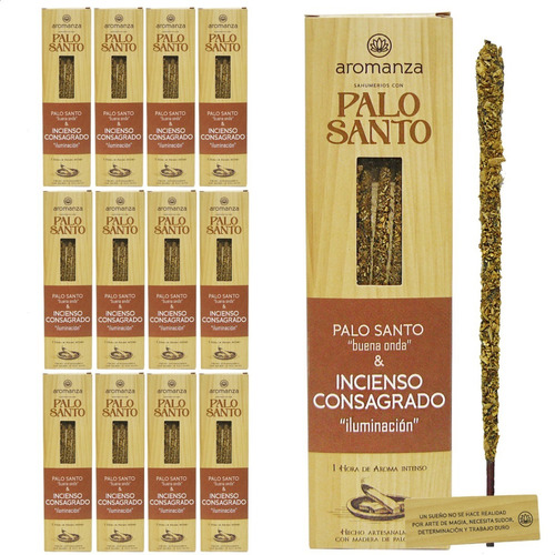 Sahumerio Aromanza Palo Santo Buena Onda Incienso Pack X12 Fragancia Incienso Consagrado - Iluminación