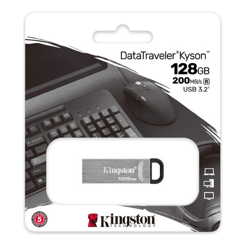 Memoria Usb 3.2 Kingston Datatraveler Kyson 128gb Color Plateado