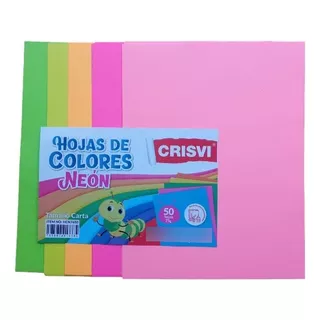 Hoja De Colores Neon Surtidos 75g Carta Crisvi 50 Hojas
