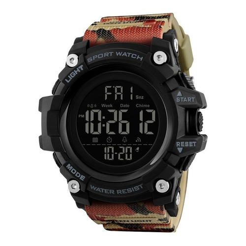 Reloj pulsera digital Skmei 1384 con correa de poliuretano color camuflado - fondo negro