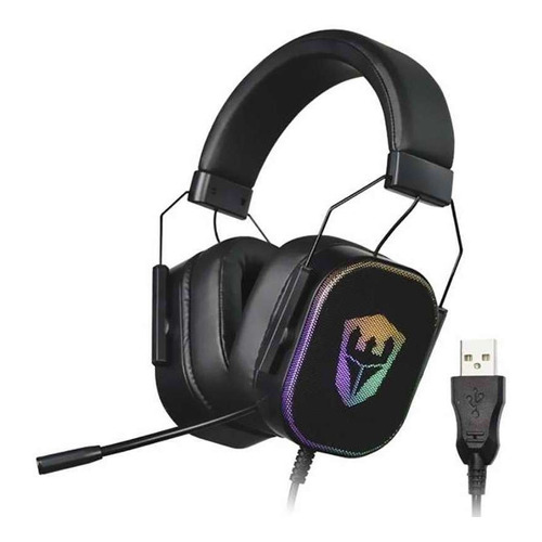 Auriculares envolventes Gamer Headset Rgb 7.1 con micrófono, color negro