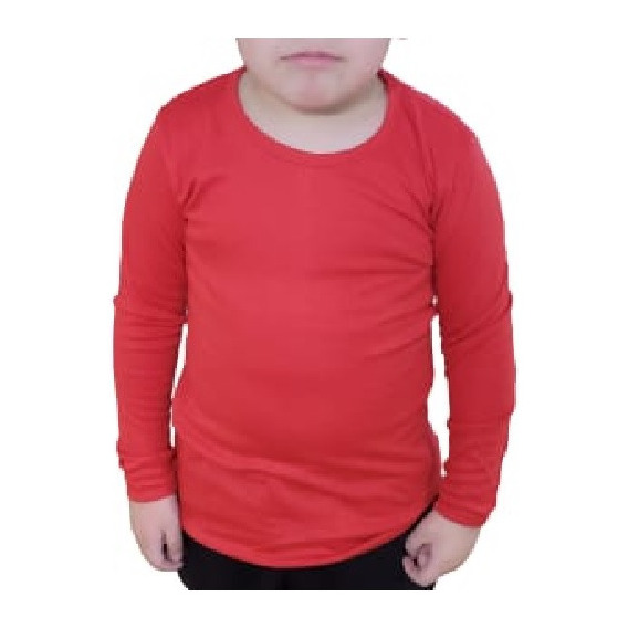 1 Camiseta Algodon Nacional Niños Color Rojo