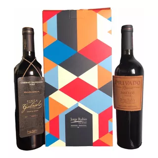 Regalo Dos Vinos Caja De Cartón Jorge Rubio Malbec Csauvigno