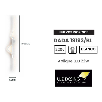 Aplique Pared Dada 19193/ng Negro Led 22w Deco Moderno Cie