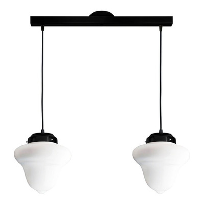 Colgante Rosario 2 Luces Opal Con Negro Vintage Apto Led E27