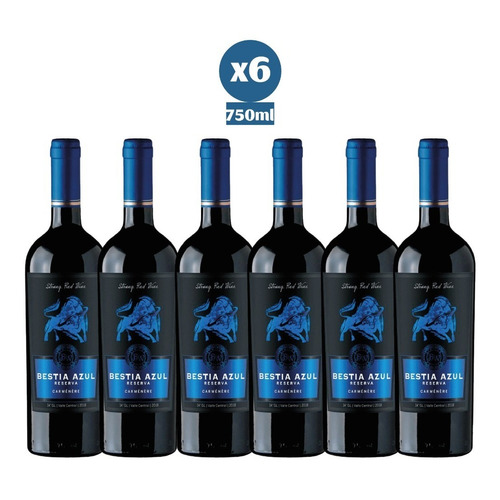 6x Vino Bestia Azul Reserva Carmenere