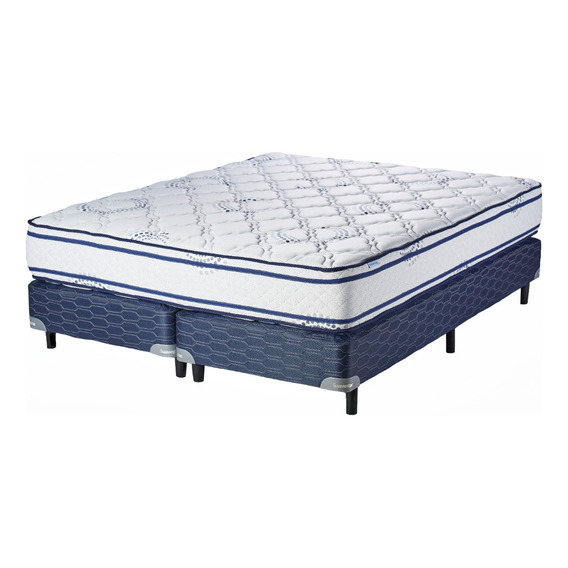 Sommier Americana Suavestar Espuma Atmosphere Súper queen de 200cmx160cm  azul y blanco con base dividida