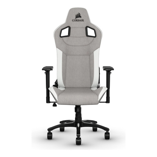 Silla De Escritorio Corsair T3 Rush Gamer Ergonómica Blanco y Gris Con Tapizado De Tela