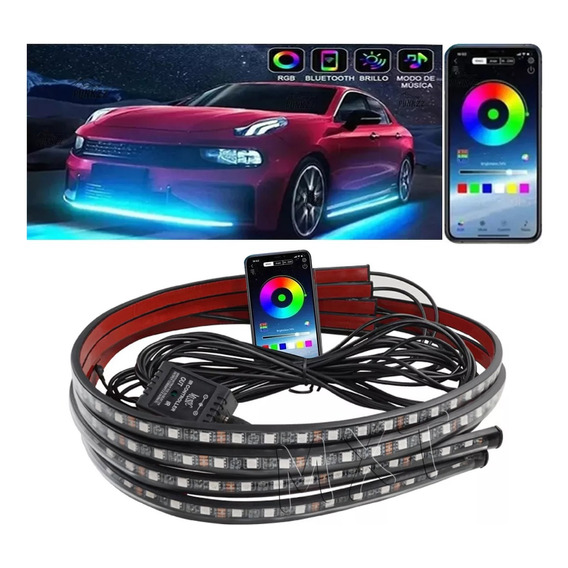 Coche Chasis Luces Juego De 4 Tira Led Rgb Para Tubo De Auto