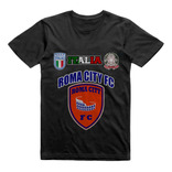 Remera Infantil Negra Roma City Fc Italia