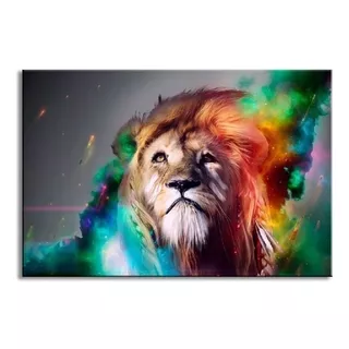 Canvas | Mega Cuadro Decorativo | Leon Abstracto | 140x90 Color Smoke Colors