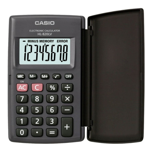 Calculadora Casio Portatil Negro 8 Digitos 10x12 Cm Con Tapa