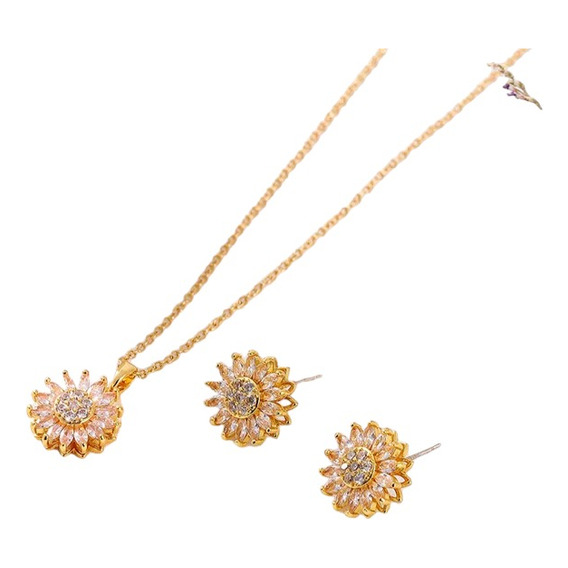 Pack Girasol Giratorio : Collar + Aretes 