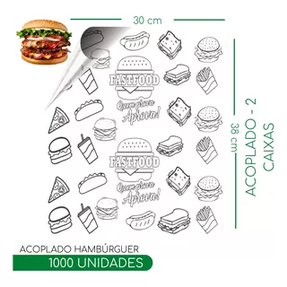 Papel Acoplado Hamburguer 1000 Unidades Papel Para Embrulhar