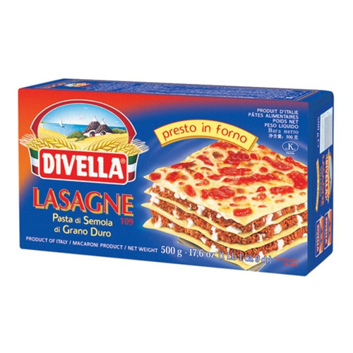 Fideos Divella Lasagne Di Semola 500g 100% Italiano