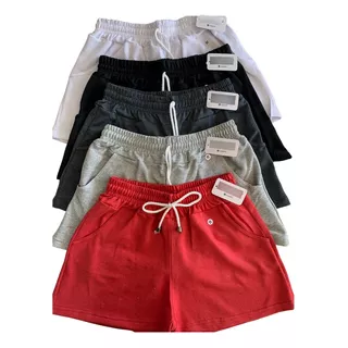 Kit 3 Short Feminino Peças Sortidas Bolso E Amarra Academia