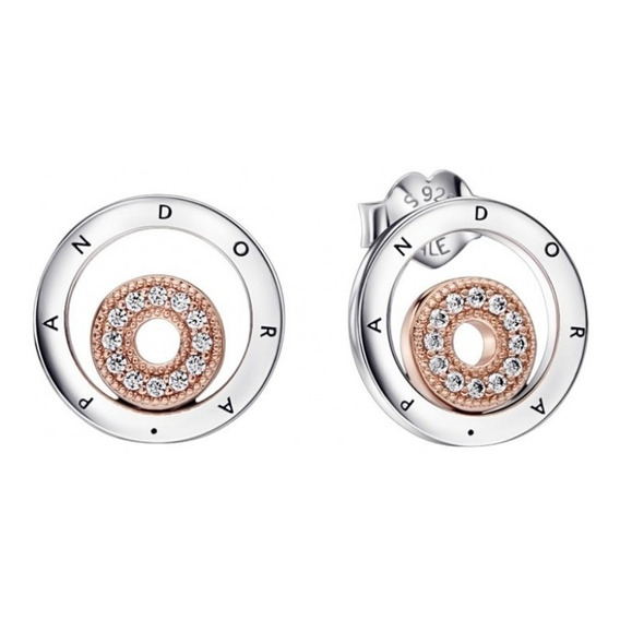 Aretes Pandora Circulo Brillante Signature Oro Rosa Original