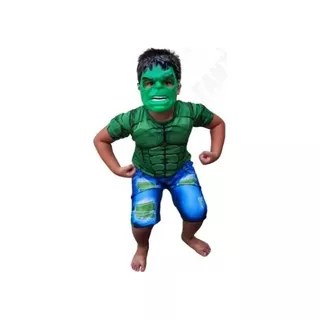 Fantasia Infantil Herói Hulk Curto C\ Máscara