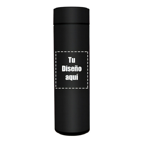 Termo Personalizable Temperatura Digital Acero Inox 500ml Color Negro