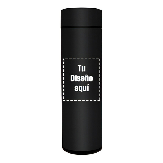 Termo Personalizable Temperatura Digital Acero Inox 500ml Color Negro