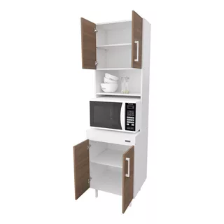 Mueble Columna De Cocina 4 Puertas Despensero Organizador Color Blanco/carvalho Mezzo