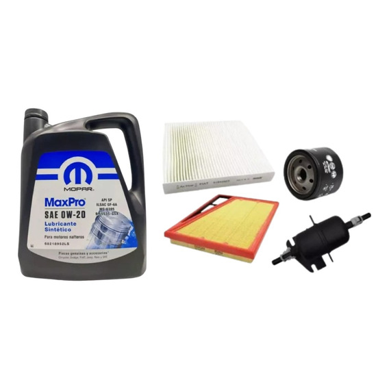 Kit 4 Filtros + Aceite Sintetico 0w20 Mopar Maxpro 4l. Crono