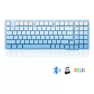 Terport 90% Teclado Inalámbrico Recargable Rgb, Bluetooth+2.4g Usb+cable Removible, Outemu Blanco Switch Hot-swappable, Teclado Mecanico Gamer Inalámbrico Para Pc/laptops/tabletas/celulares