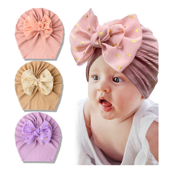 Gorritos Para Bebé Niña Turbante Headwrap 3pzs Promoción