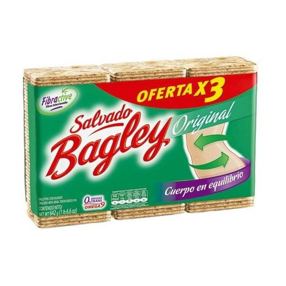 Bagley Galletitas De Salvado Original 3 Paquetes 507 Grs