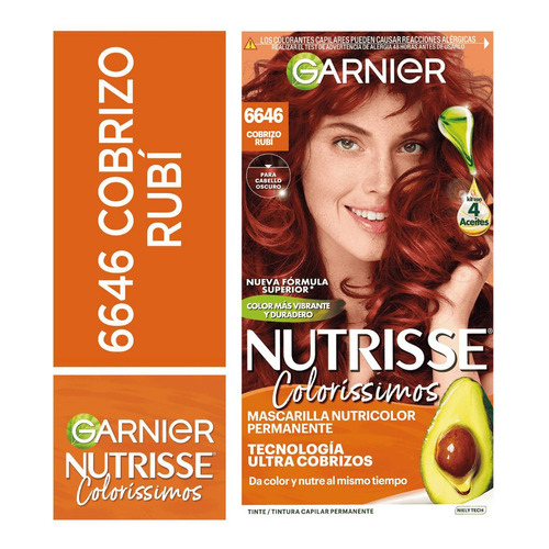 Kit De Coloración Garnier Nutrisse Coloríssimos Tono 6646 Cobrizo Rubi